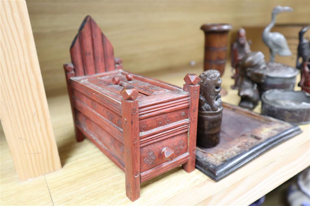 A group of 19th century Chinese wood carvings etc